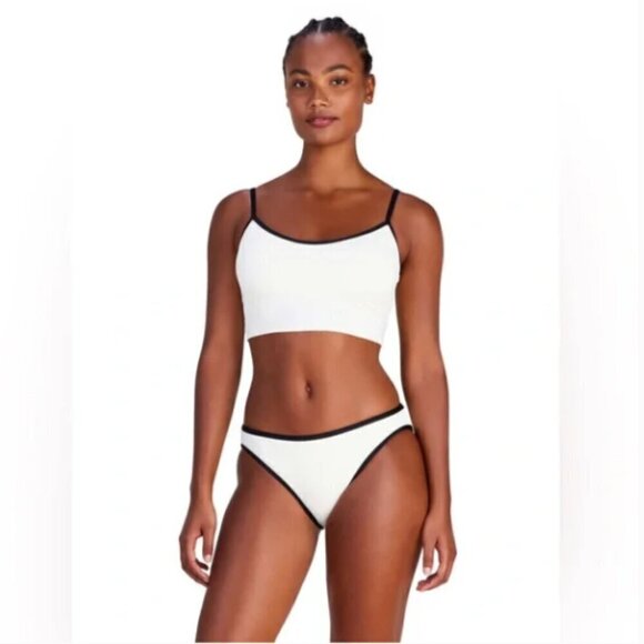 Kate Spade Mid Rise 70's Retro Ivory White Bachelorette Bikini Bottom Size XL - Picture 2 of 2